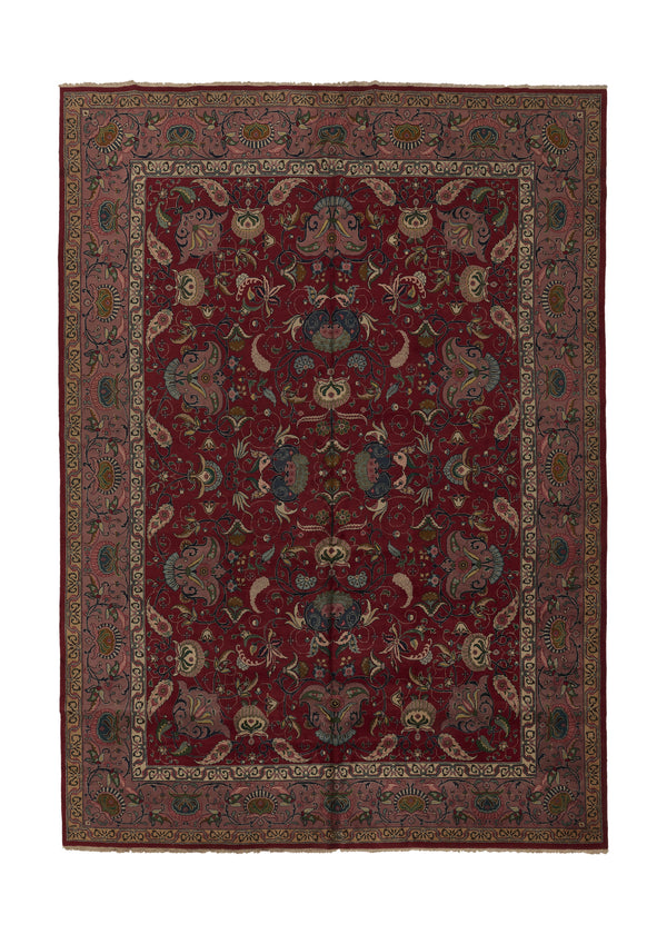 33980 Persian Rug Tabriz Handmade Area Traditional 11'0'' x 15'7'' -11x16- Red Purple Floral Design