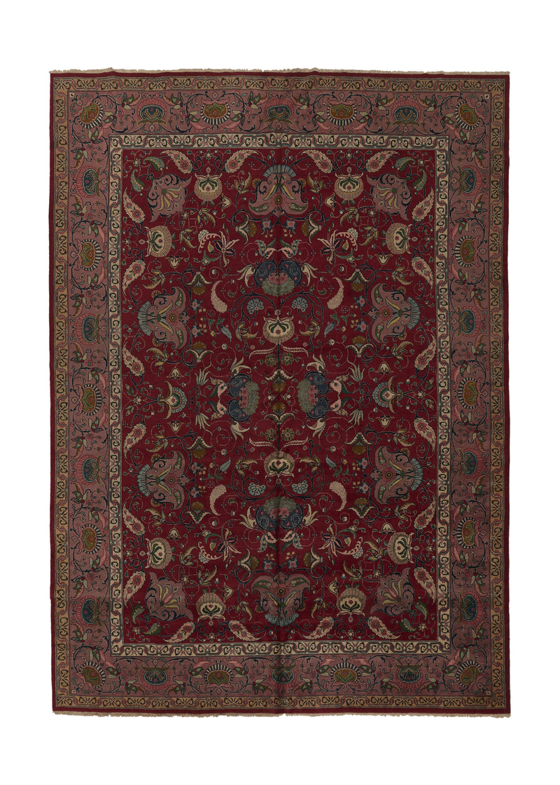 33980 Persian Rug Tabriz Handmade Area Traditional 11'0'' x 15'7'' -11x16- Red Purple Floral Design