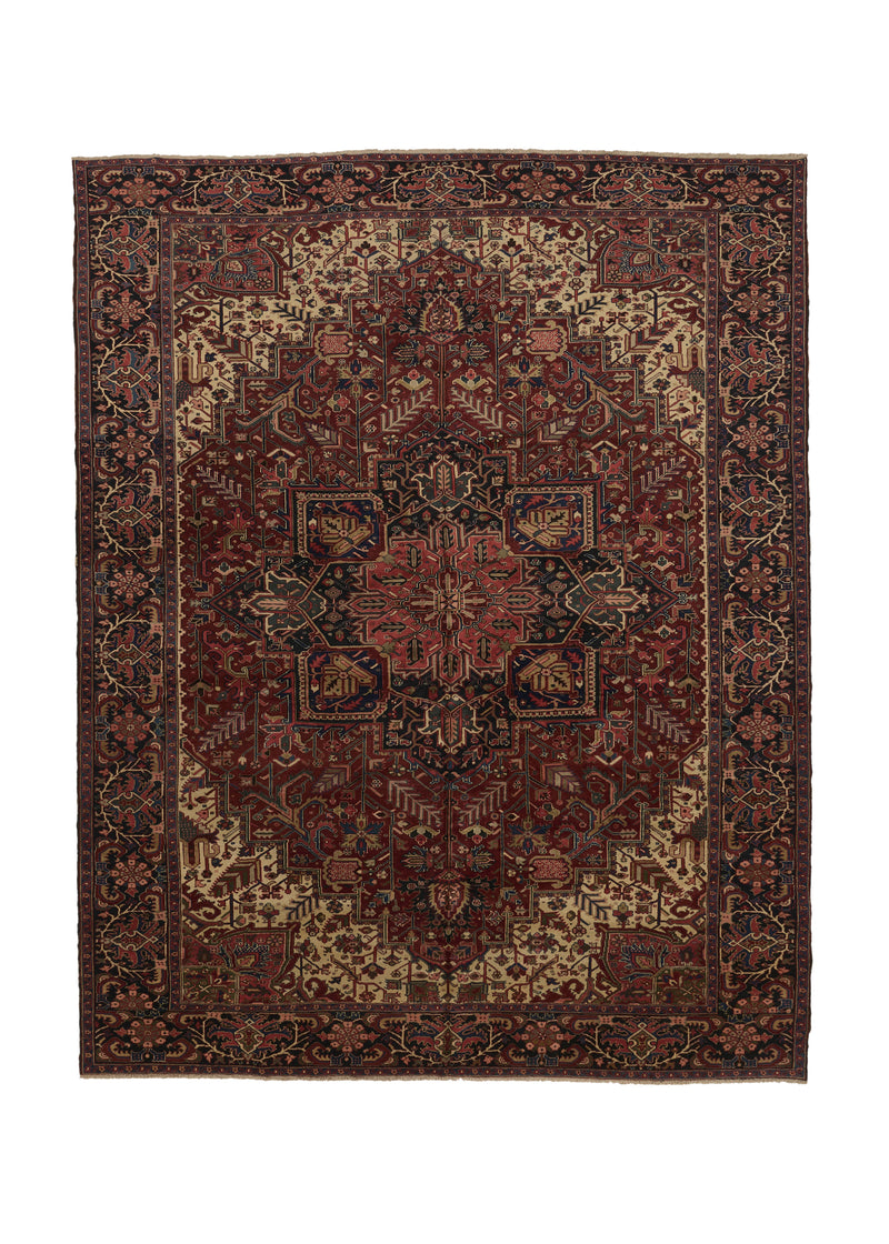 33983 Persian Rug Heriz Handmade Area Tribal Vintage 11'6'' x 14'7'' -12x15- Red Geometric Design