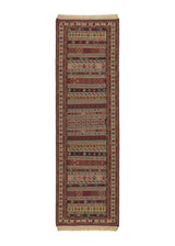 34004 Persian Rug Sirjan Handmade Runner Tribal 2'5'' x 8'0'' -2x8- Whites Beige Multi-color Kilim Geometric Design
