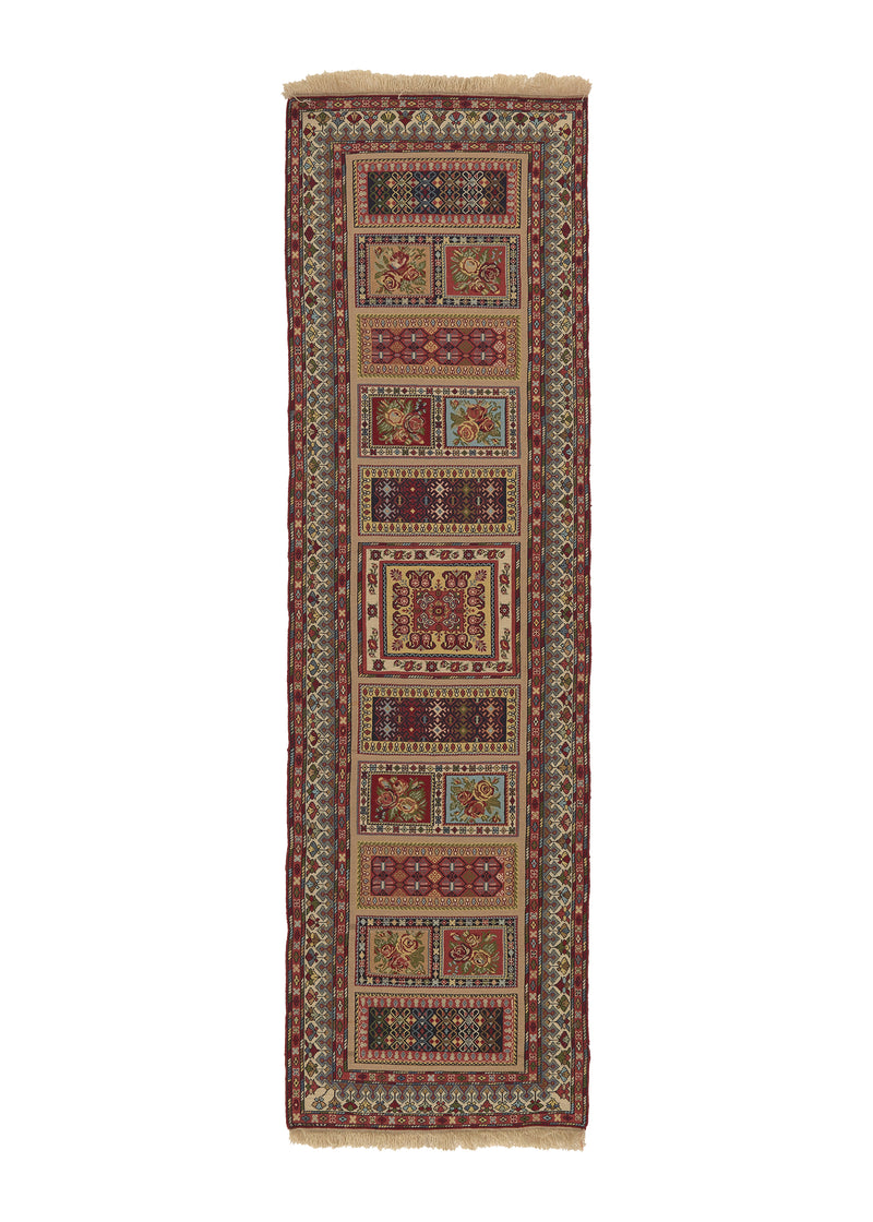 34006 Persian Rug Sirjan Handmade Runner Tribal 2'5'' x 8'5'' -2x8- Multi-color Kilim Panel Design