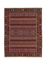 34008 Persian Rug Sirjan Handmade Area Tribal 8'7'' x 11'0'' -9x11- Multi-color Red Kilim Geometric Design