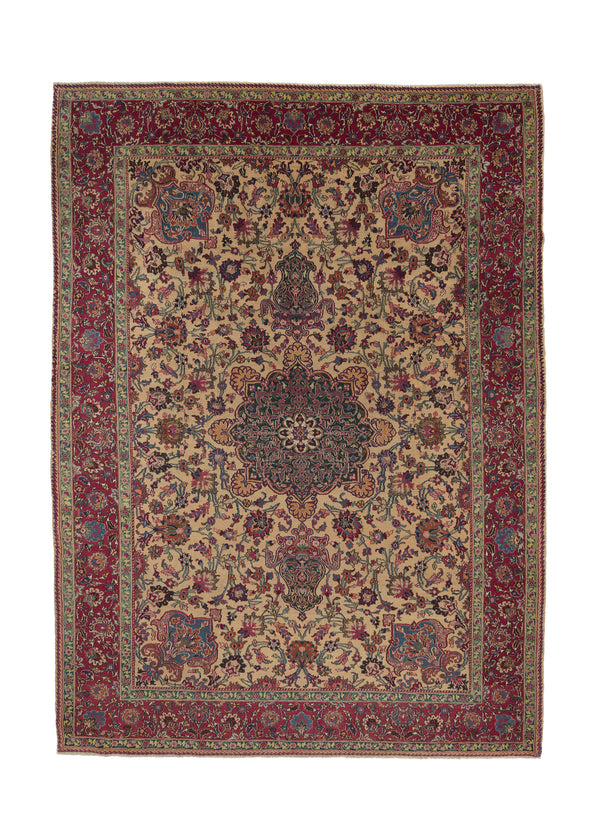 34043 Persian Rug Dorokhsh Handmade Area Traditional 8'5'' x 11'9'' -8x12- Whites Beige Red Floral Design