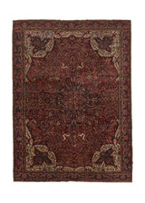 34046 Persian Rug Heriz Handmade Area Tribal Vintage 11'7'' x 15'10'' -12x16- Red Geometric Design
