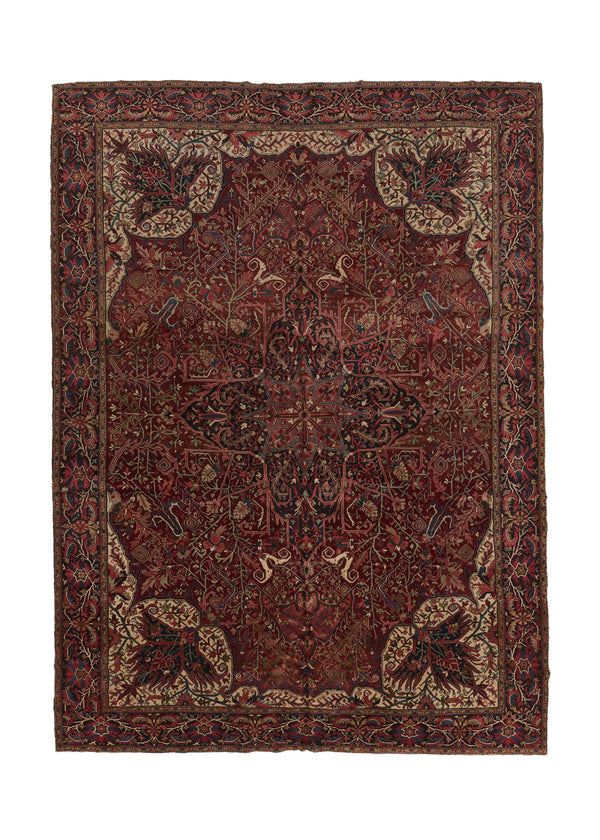 34046 Persian Rug Heriz Handmade Area Tribal Vintage 11'7'' x 15'10'' -12x16- Red Geometric Design
