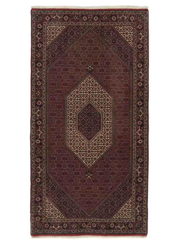 34047 Persian Rug Bijar Handmade Area Runner Traditional 3'3'' x 6'5'' -3x6- Red Whites Beige Herati Design