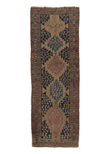 34065 Persian Rug Heriz Handmade Runner Antique Tribal 4'7'' x 12'11'' -5x13- Whites Beige Blue Geometric Design