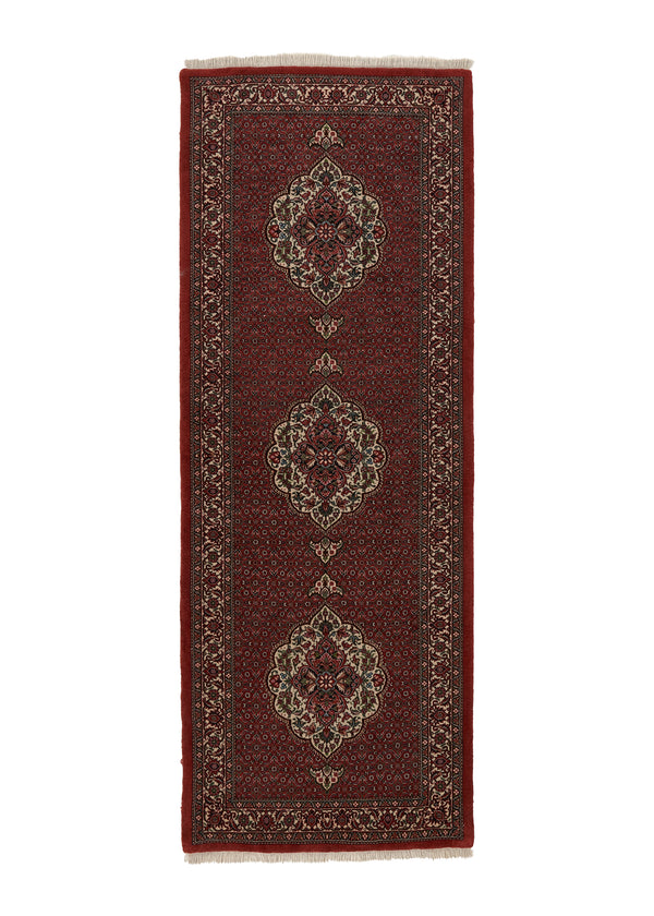 34071 Persian Rug Bijar Handmade Runner Traditional 2'10'' x 7'7'' -3x8- Red Herati Design