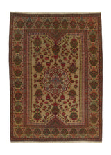 34101 Persian Rug Malayer Handmade Area Antique Tribal 4'2'' x 5'10'' -4x6- Whites Beige Yellow Gold Green Floral Unusual Design