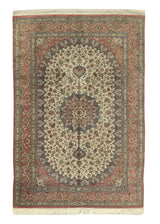 34108 Persian Rug Qum Handmade Area Traditional Traditional 3'4'' x 4'10'' -3x5- Pink Whites Beige Floral Design