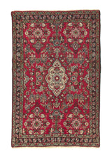 34112 Persian Rug Hamadan Handmade Area Tribal 3'5'' x 5'2'' -3x5- Red Geometric Design