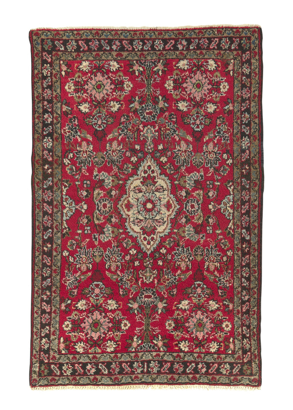 34112 Persian Rug Hamadan Handmade Area Tribal 3'5'' x 5'2'' -3x5- Red Geometric Design