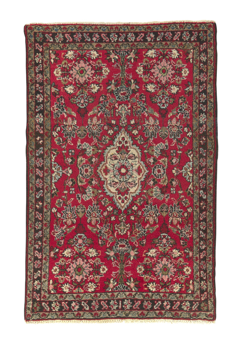 34112 Persian Rug Hamadan Handmade Area Tribal 3'5'' x 5'2'' -3x5- Red Geometric Design