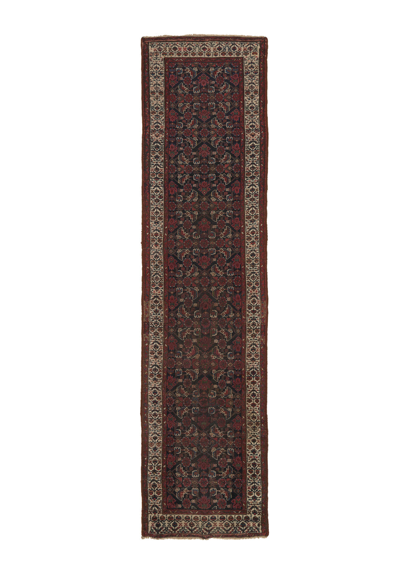 34119 Persian Rug Malayer Handmade Runner Tribal Vintage 2'5'' x 9'9'' -2x10- Blue Red Herati Design