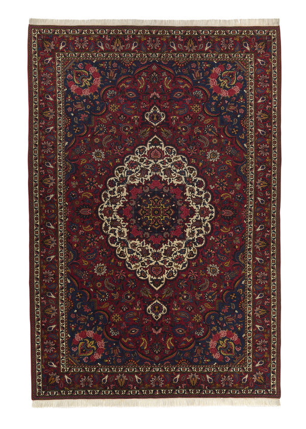 34125 Persian Rug Bakhtiari Handmade Area Tribal Vintage 6'8'' x 10'0'' -7x10- Red Floral Design
