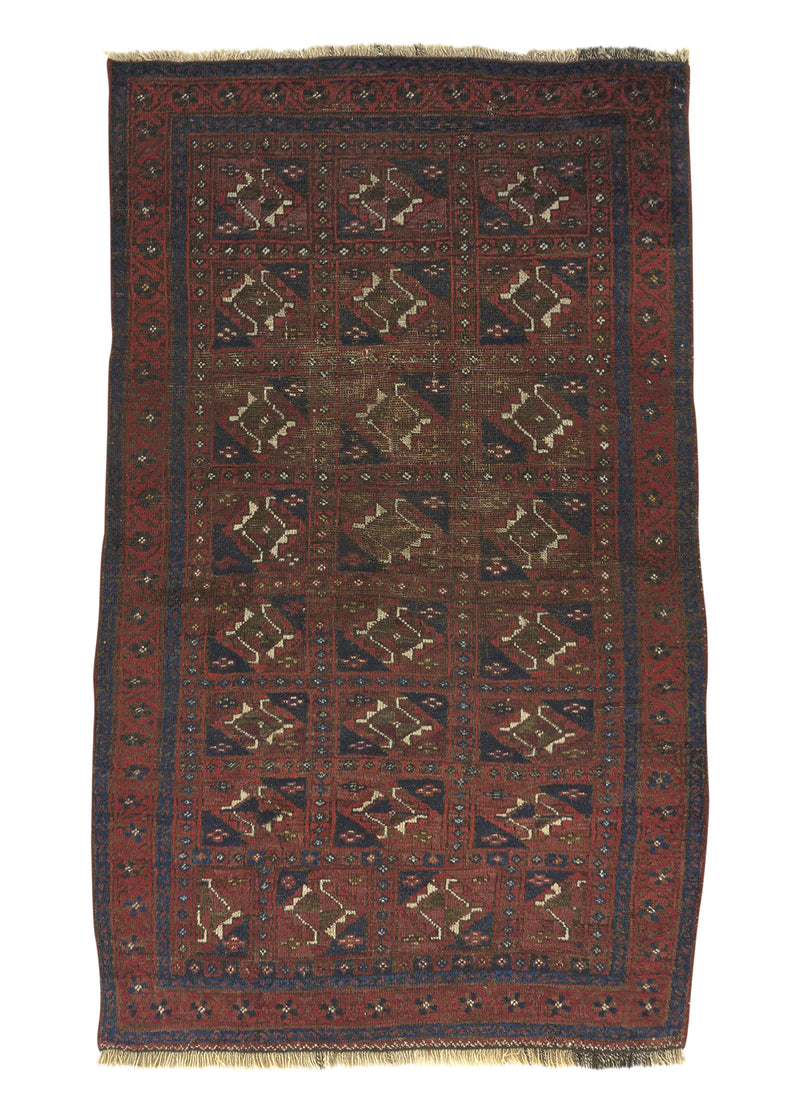 34130 Persian Rug Baloch Handmade Area Tribal 2'11'' x 4'4'' -3x4- Red Geometric Design