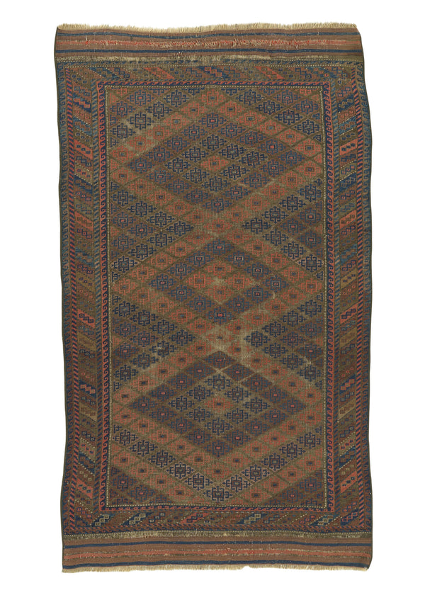 34139 Persian Rug Baloch Handmade Area Runner Antique Tribal 3'3'' x 5'5'' -3x5- Brown Orange Geometric Design