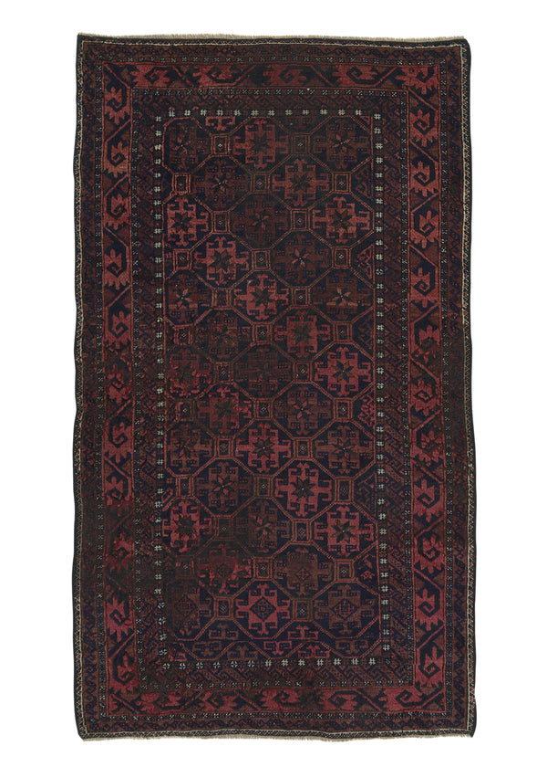 34140 Persian Rug Baloch Handmade Area Tribal Vintage 3'0'' x 5'2'' -3x5- Red Geometric Design