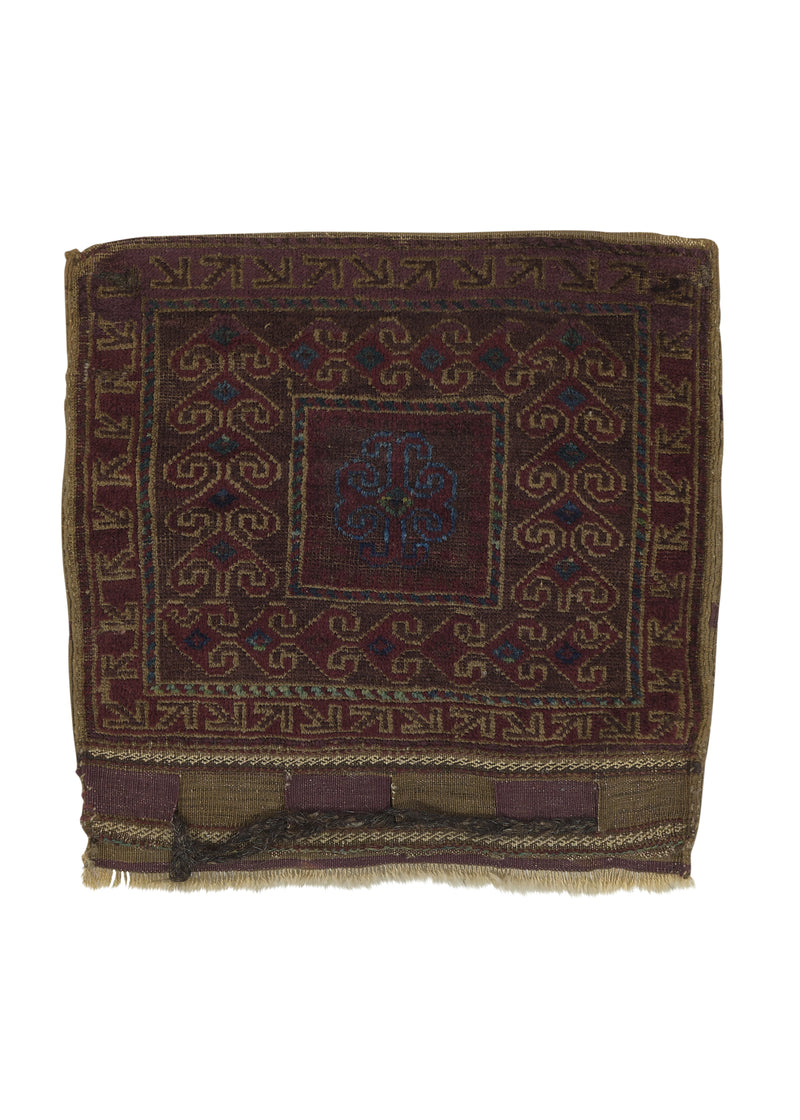 34146 Persian Rug Baloch Handmade Area Square Tribal Antique 2'1'' x 2'2'' -2x2- Brown Geometric Bag Design
