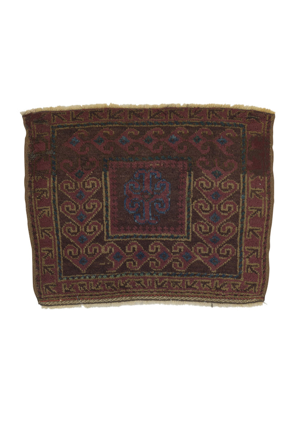 34147 Oriental Rug Turkish Handmade Area Square Tribal Antique 2'1'' x 1'8'' -2x2- Purple Geometric Bag Design