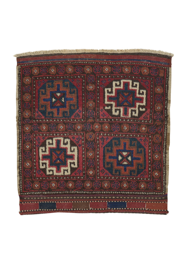 34150 Persian Rug Baloch Handmade Area Antique Tribal 2'1'' x 1'10'' -2x2- Red Saddle Bag Design