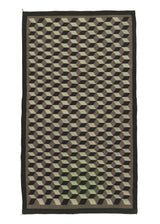 34161 Native American Rug Navajo Handmade Area Tribal 3'10'' x 6'8'' -4x7- Brown Whites Beige Geometric Design