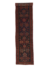 34168 Persian Rug Malayer Handmade Runner Tribal Vintage 3'1'' x 14'0'' -3x14- Red Blue Geometric Design