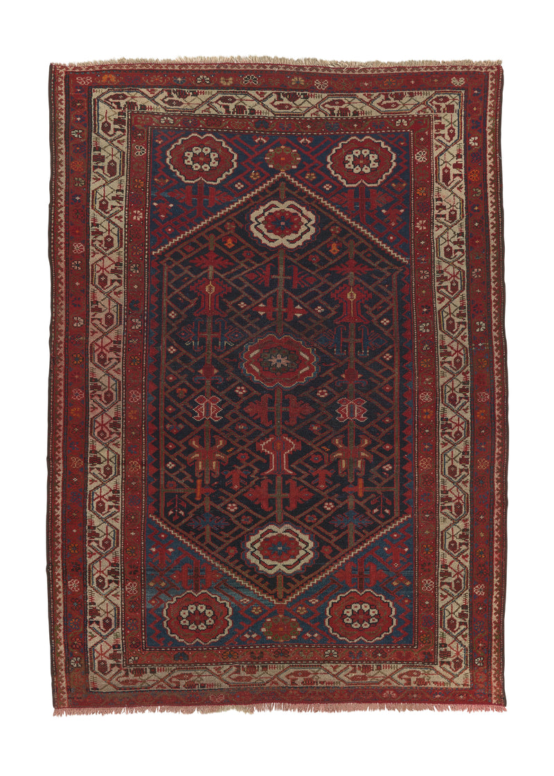 34169 Persian Rug Malayer Handmade Area Antique Tribal 4'5'' x 6'5'' -4x6- Red Geometric Design