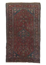 34170 Persian Rug Malayer Handmade Area Tribal Vintage 3'4'' x 5'8'' -3x6- Red Blue Geometric Design
