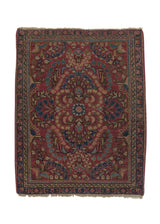 34179 Persian Rug Malayer Handmade Area Antique Tribal 3'7'' x 4'9'' -4x5- Orange Red Floral Design