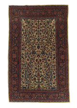 34180 Persian Rug Kashan Handmade Area Antique Traditional 2'6'' x 4'0'' -3x4- Whites Beige Tree of Life Animals Design