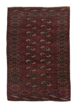 34210 Persian Rug Turkmen Handmade Area Tribal 4'2'' x 6'4'' -4x6- Red Bokhara Design