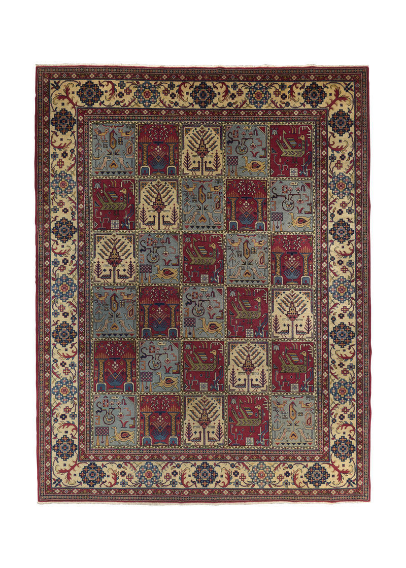 34214 Oriental Rug Turkish Handmade Area Tribal 8'0'' x 9'9'' -8x10- Red Blue Garden Animals Design