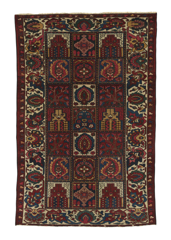 34215 Persian Rug Bakhtiari Handmade Area Tribal 4'3'' x 6'6'' -4x7- Multi-color Red Garden Design