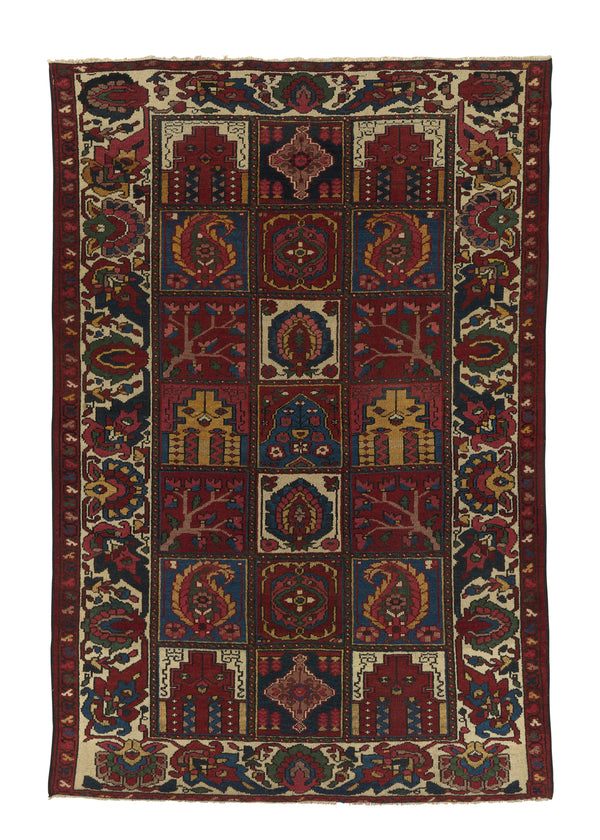 34216 Persian Rug Bakhtiari Handmade Area Tribal 4'4'' x 6'7'' -4x7- Multi-color Red Garden Design