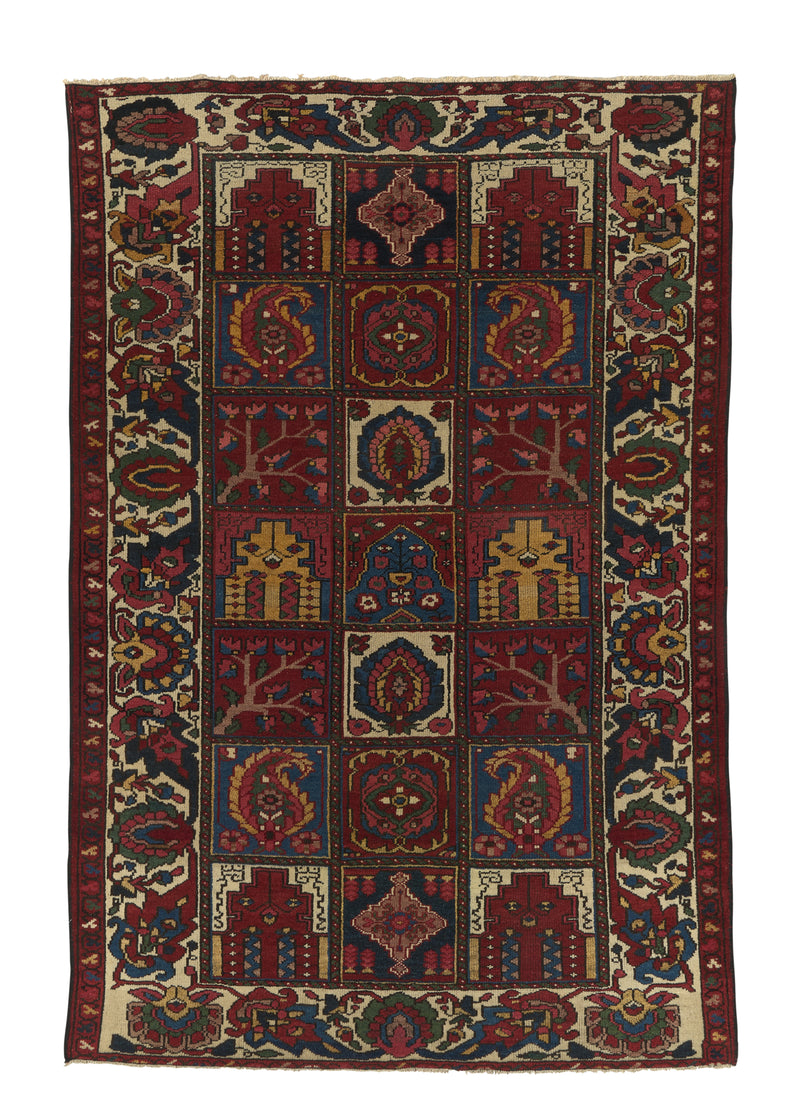 34216 Persian Rug Bakhtiari Handmade Area Tribal 4'4'' x 6'7'' -4x7- Multi-color Red Garden Design
