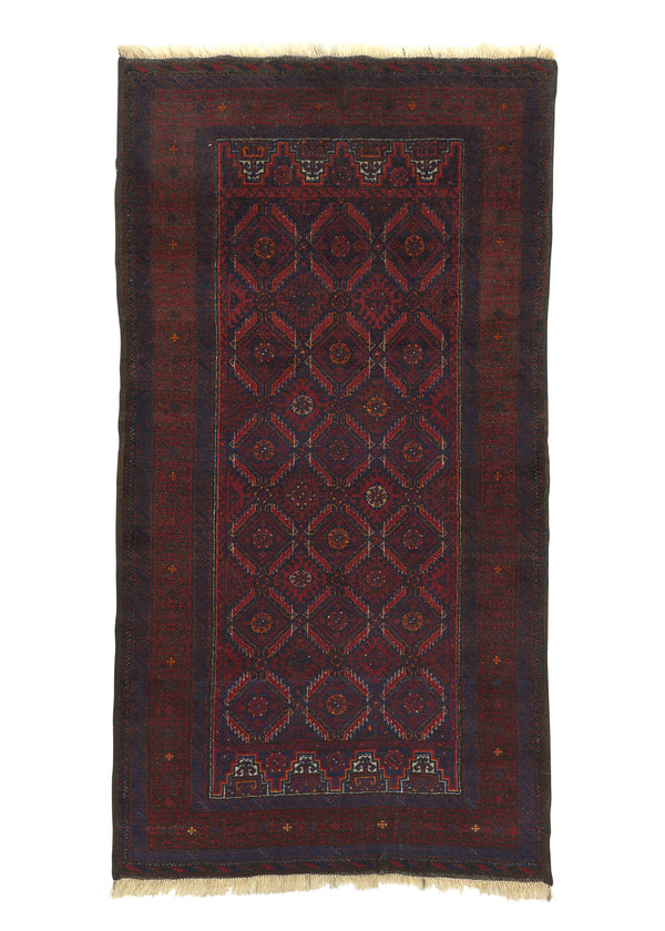 34217 Persian Rug Baloch Handmade Area Tribal 3'4'' x 6'3'' -3x6- Red Geometric Design