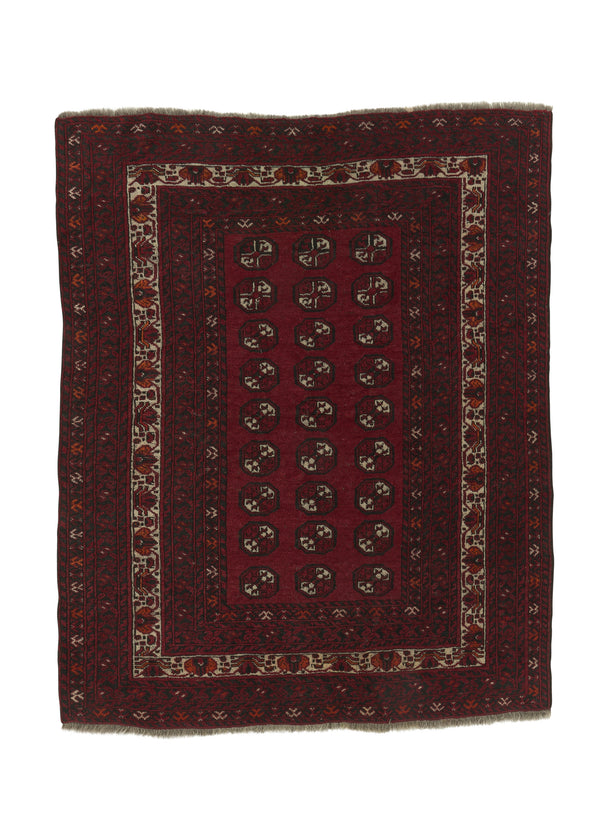 34218 Oriental Rug Afghan Handmade Area Tribal 4'8'' x 5'9'' -5x6- Red Bokhara Design
