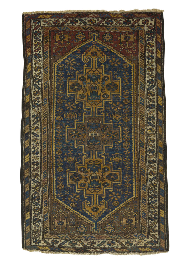 34219 Persian Rug Malayer Handmade Area Antique Tribal 3'5'' x 5'8'' -3x6- Brown Blue Geometric Design
