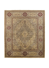 34224 Oriental Rug Pakistani Handmade Area Transitional 8'4'' x 9'4'' -8x9- Whites Beige Yellow Gold Oushak Floral Design