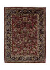 34225 Oriental Rug Indian Handmade Area Traditional 9'0'' x 12'0'' -9x12- Red Blue Floral Design