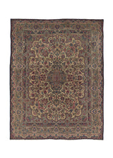 34231 Persian Rug Lavar Kerman Handmade Area Antique Traditional 7'10'' x 9'10'' -8x10- Whites Beige Pink Blue Floral Design