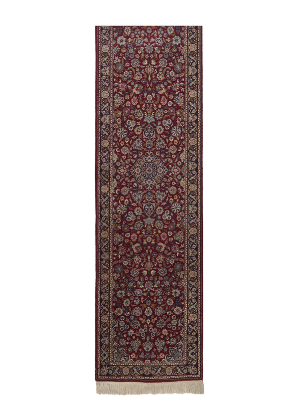 34261 Oriental Rug Chinese Handmade Runner Traditional 2'6'' x 19'3'' -3x19- Red Floral Design