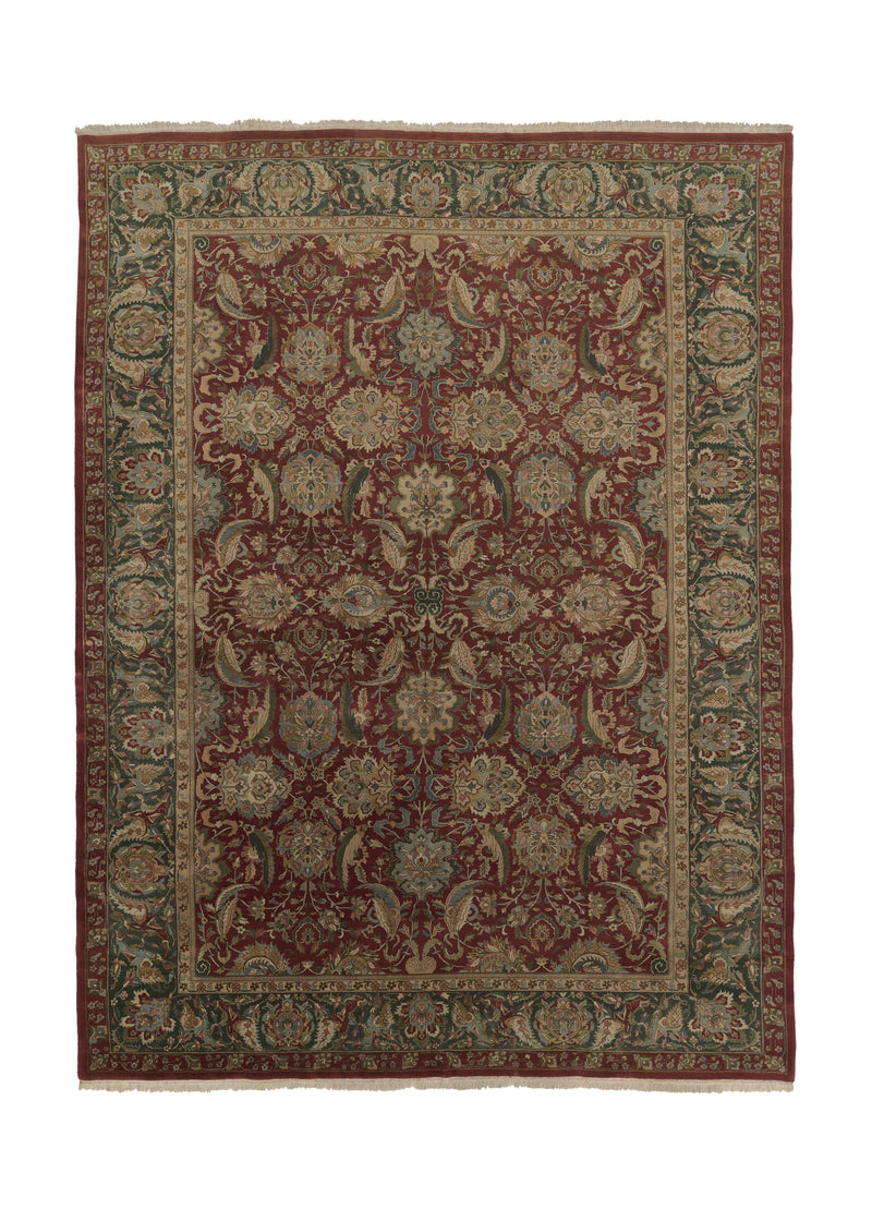 34280 Oriental Rug Indian Handmade Area Transitional 9'11'' x 13'5'' -10x13- Red Green Jaipur Floral Design