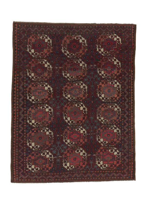 34302 Persian Rug Ersari Handmade Area Antique Tribal 6'8'' x 8'7'' -7x9- Red Bokhara Design