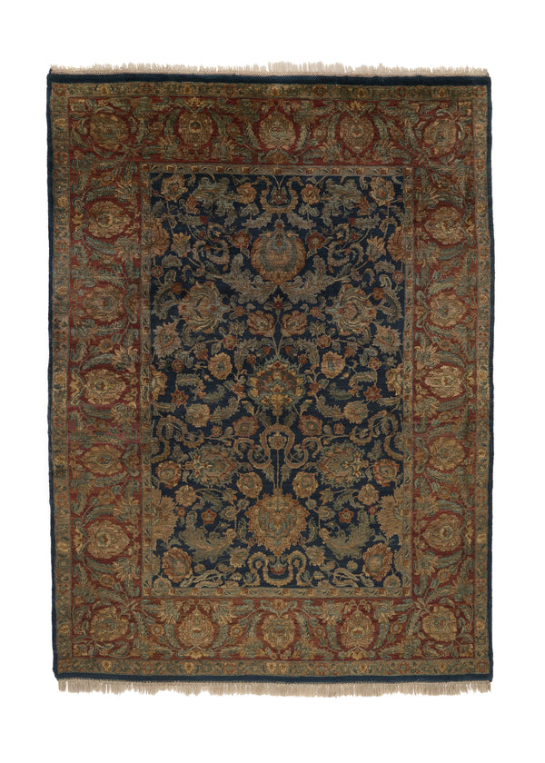 34307 Oriental Rug Indian Handmade Area Transitional 8'10'' x 12'1'' -9x12- Blue Red Jaipur Floral Design