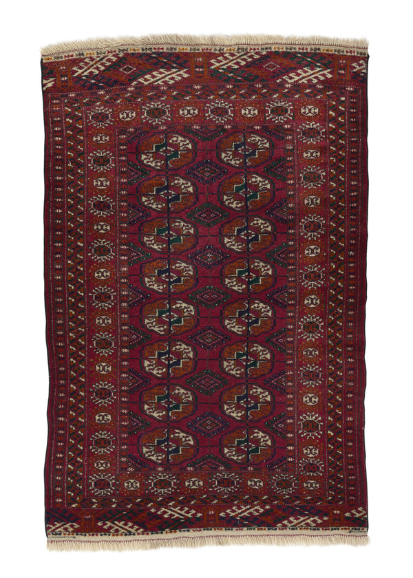 34310 Persian Rug Turkmen Handmade Area Tribal 2'6'' x 4'0'' -3x4- Red Bokhara Design