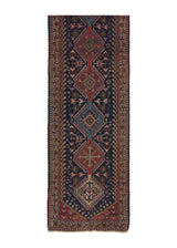 34323 Persian Rug Yalameh Handmade Runner Tribal 2'9'' x 11'1'' -3x11- Red Blue Geometric Design