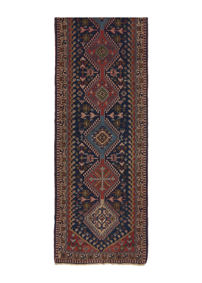34323 Persian Rug Yalameh Handmade Runner Tribal 2'9'' x 11'1'' -3x11- Red Blue Geometric Design