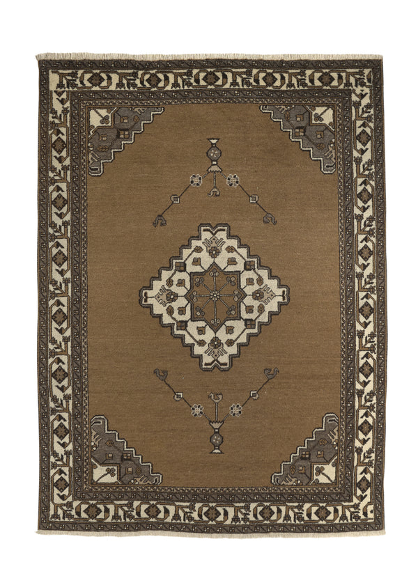 34324 Persian Rug Mashhad Handmade Area Traditional Neutral 8'0'' x 10'8'' -8x11- Brown Open Field Geometric Design